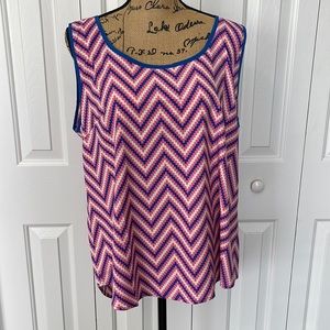 NWOT Mine Too Pink/Blue/White Pattern Tank Top
